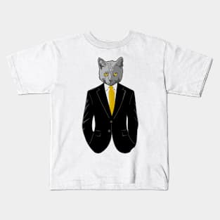 Cat in Business Suit Kids T-Shirt